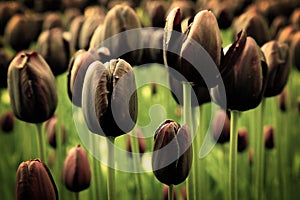 Unique black tulip flowers
