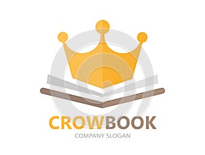 Unique book and crown logo combination design template