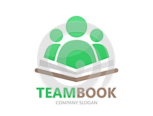 Unique book and people logo combination design template