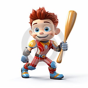 Unique Bryce 3d Cartoon Character: Boy In Sports Suit With Baseball Bat