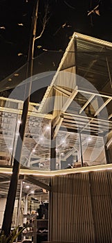 Unique building at night