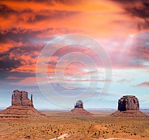 The unique buttes and landscape of Monument Valley, Utah, USA.