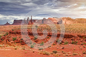 Unique Buttes in Monument Valley in Utah State, USA. Sunlight Effect Used photo