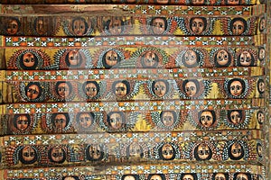 Unique ceiling paintings in Debre Birhan Selassie church, Gondar, Ethiopia