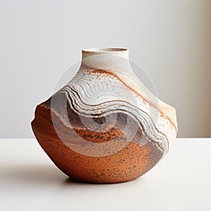 Unique Ceramic Vase With Swirled Pattern - Topographic Photography Style