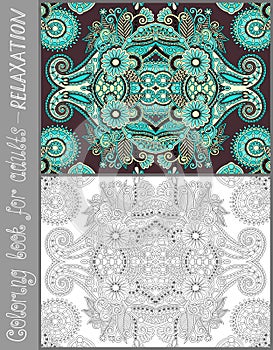 Unique coloring book page for adults - flower