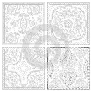 Unique coloring book square page set for adults