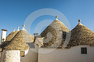 Unique conical roof tops of Trullio houses in Alberobello