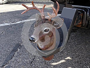 A unique cover for a tow ball hitch in the form of a Reindeer head l