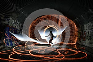 Unique Creative Light Painting With Fire and Tube Lighting