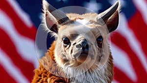 Patriotic Llama - AI generated Illustration, realistic photo