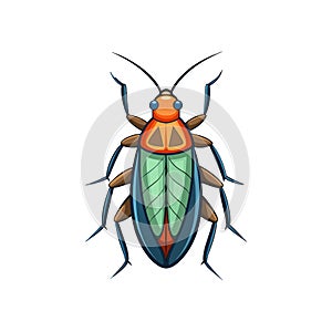 Unique Creeping Water Bug Realistic Illustration
