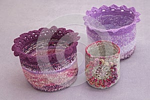 Unique crocheted baskets