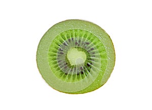 Unique cross-section of fresh ripe kiwifruit isolated on white background