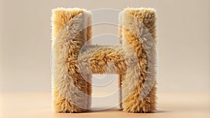 Unique 3D Letter H Illustration: Wool Texture Generative AI Art for Graphic Design, Creative Projects photo