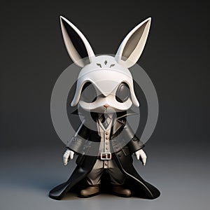 Unique 3d Printed Rabbit Vinyl Toy With Plague Doctor Mask photo