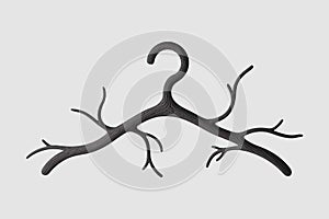 Unique Dark Branch-Shaped Hanger on a Plain White Background