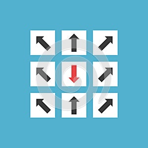Unique different direction arrow