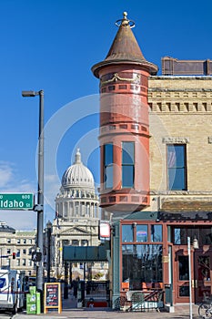 Unique dowtown building in Boise Idaho and Capital