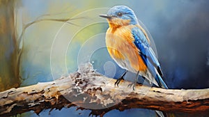 Unique Eastern Bluebird Graffiti Art Painting With Pastel Colors photo