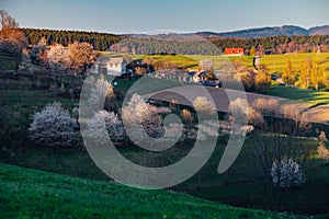 Unique ecological land management near Hrinova with fieldsand meadows for breeding cows and sheep for home production of cheese on