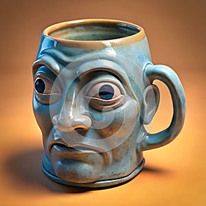 Unique Face Mug: Handcrafted Ceramic Coffee Cup