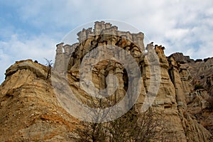 Unique fairy chimneys and blue sky white cloud