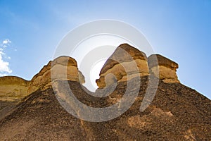 Unique Fairy Chimneys rock formation Cappadocia Turkey