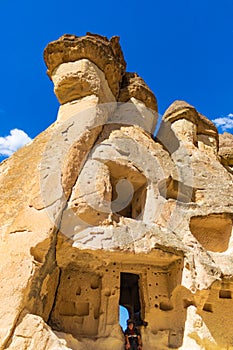 Unique Fairy Chimneys rock formation Cappadocia Turkey