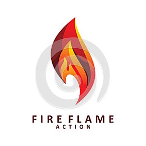 Unique fire flame color shape logo design