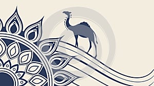 Desert Camel Silhouette with Intricate Mandala Pattern, vector design Generative AI