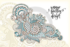 Unique flower paisley design, hand drawing floral pattern