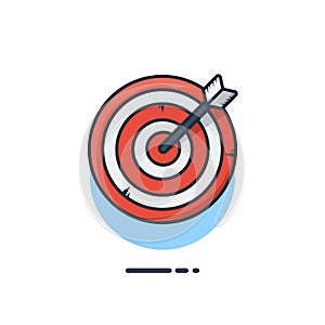 Unique flying bulls eye target point flat badge icon vector for website