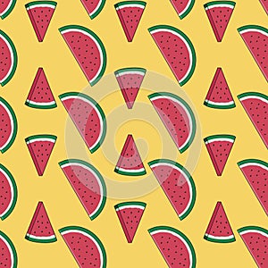 Unique Fresh Watermelon Irregular Seamless Pattern.