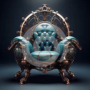 Unique Futuristic Victorian Armchair With Orcs And Baroque Animals