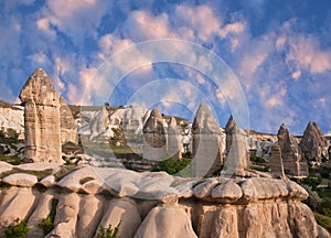 Unique geological formations in Baglidere, Cappadocia, Anatolia, Turkey photo