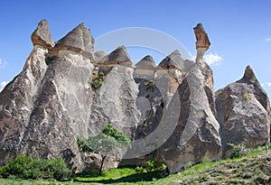 Unique geological formations in Cappadocia, Anatolia, Turkey