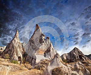 Unique geological formations in Cappadocia, Turkey