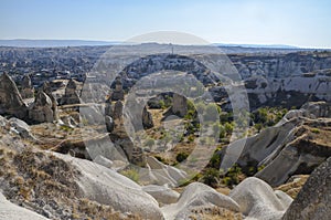 Unique geological rock formations in famous Cappadocia, Turkey