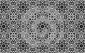 Unique geometric background in Indian doodling style. Abstract black white pattern for wallpaper.
