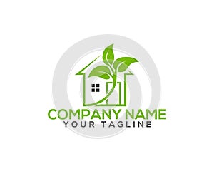 Unique green house logo design.