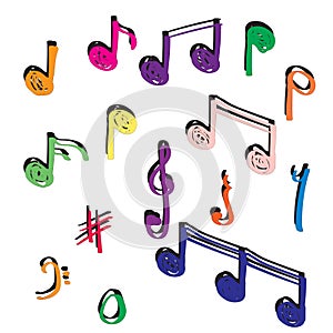 Unique hand drawn doodle note music vector illustration