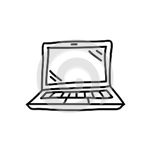 Unique Hand Drawn Laptop Icon with Clean Black and White Outline for a Modern Personal Touch photo