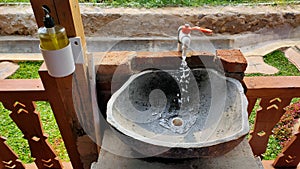 a unique hand washing place or sink located in Kuningan, West Java