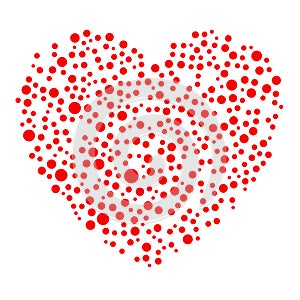 Unique heart element. Heart made of circles. Clip-art for love, affection, marriage heart health concepts