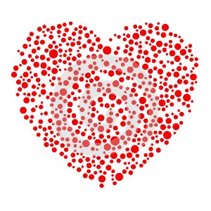 Unique heart element. Heart made of circles. Clip-art for love, affection, marriage heart health concepts