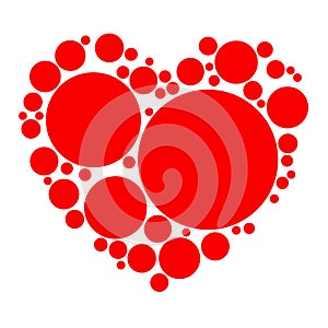 Unique heart element. Heart made of circles. Clip-art for love, affection, marriage heart health concepts