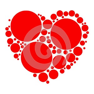 Unique heart element. Heart made of circles. Clip-art for love, affection, marriage heart health concepts