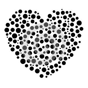 Unique heart element. Heart made of circles. Clip-art for love, affection, marriage heart health concepts