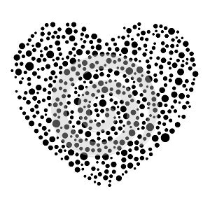 Unique heart element. Heart made of circles. Clip-art for love, affection, marriage heart health concepts